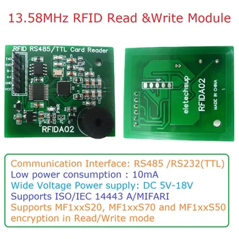 Для NFC RFID UID IC карты RS485 RS232 UART 13,56 МГц RFID считыватель писатель RC522 CV520 для M1 S50 S70