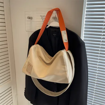 Женская Холщовая сумка-тоут Большой емкости, простая сумка через плечо, Винтажная модная сумка, сумка для студентов