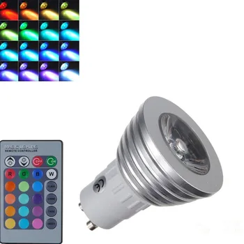 Затемняемый RGB светодиодный светильник 3 Вт spotlight E14 GU10 110V 220V ультраяркий + 24 ключа дистанционного управления Высокого качества 10 шт./лот