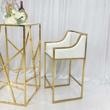 золотые барные стулья на ножках из нержавеющей стали с кожаной спинкой, барный стул для паба
