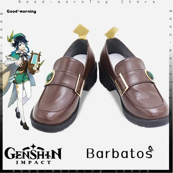 Игра Genshin Impact Barbatos, обувь для косплея, вечерние ботинки, обувь из искусственной кожи, Barbatos, Косплей на Хэллоуин, обувь любого размера на заказ