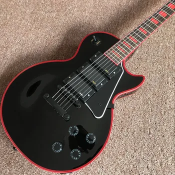 Изготовленная на заказ электрогитара черного цвета, черная накладка, 3 звукоснимателя, гитара ручной работы gitaar, 6 жал, гитара ra