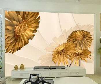 Индивидуальные 3D обои любого размера золотая хризантема Скандинавская мода минималистичный фон для телевизора в гостиной настенное покрытие