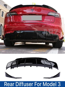 Карбоновое волокно для украшения кузова автомобиля, задний диффузор, бампер, спойлер, полосы для аксессуаров для Tesla Model 3 Y 2016-2022