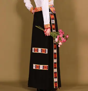 Китайская тибетская женская юбка, Весеннее платье, Традиционная этническая Повседневная новинка