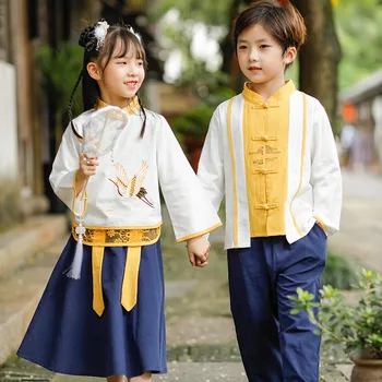 Китайский Прекрасный Костюм для Косплея в стиле Тан, Хлопчатобумажные костюмы с вышивкой Ханфу для мальчиков, Детская Традиционная одежда для фотосъемки