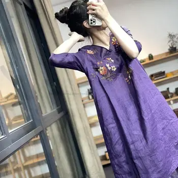 Китайское платье, Традиционное винтажное платье Ципао, Женское Китайское праздничное платье, Восточное Ципао с Восточной цветочной вышивкой, Чонсам