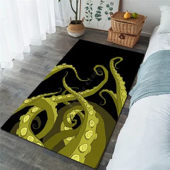 Коврик с осьминогом, нескользящий коврик с 3D принтом, Столовая, гостиная, мягкий ковер для спальни, 4