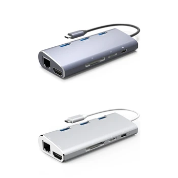 Концентратор-разветвитель Type-C USB3.0 5Gb док-станция, совместимая с HDMI PD Lan 1000M SD