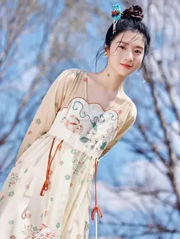 Летнее повседневное улучшенное китайское платье с длинными рукавами hanfu, женское длинное платье в национальном стиле, элегантное платье династии мин hanfu 