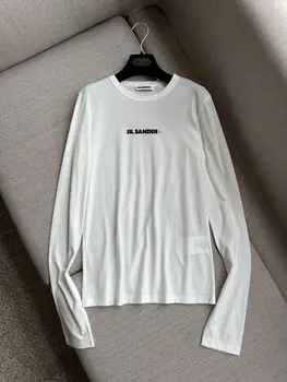 Модная женская футболка Sander Jil, уличная летняя одежда с длинным рукавом, белые топы, футболки