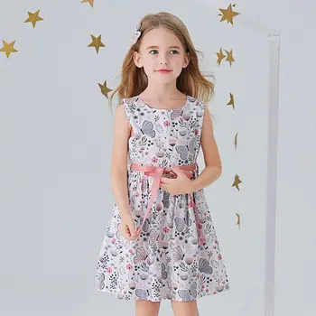 Модные платья из чистого хлопка для девочек, Детское повседневное платье Принцессы без рукавов с милым принтом и бабочкой