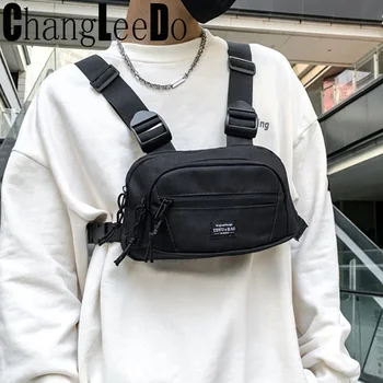 Молодые Мужские Нагрудные сумки в стиле хип-хоп Tacticl, Нагрудный жилет, Холщовая Нагрудная сумка для мобильного телефона, Уличная Мужская Поясная сумка В стиле Канье