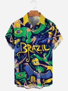 Мужская Гавайская Рубашка с коротким рукавом и Принтом Luxur, Винтажные Летние Топы Y2k, Одежда с 3D Принтом, Мужская Негабаритная МОДА Harajuku 2023