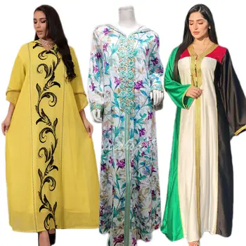 Мусульманские женщины Дубая С капюшоном, Абайя, Длинное платье Макси, Марокканский кафтан, Джилбаб, Арабский халат, Индийское платье для женщин