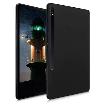 Мягкий Силиконовый Чехол Для Samsung Galaxy Tab S7 FE S8 + Plus 12,4 2022 T730 T736B T970 X800 Гибкая Задняя крышка из ТПУ Черного цвета