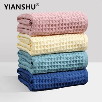 Набор Вафельных полотенец YIANSHU, хлопковое банное полотенце Премиум-класса и полотенце для рук, Ультрапоглощающая Мягкая быстросохнущая легкая банная простыня без ворса