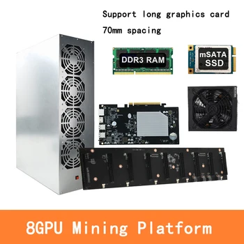 Набор для майнинга Шасси майнера Комбинированный 8 GPU Bitcoin Crypto Ethereum BTC Материнская плата для майнинга с 4 вентиляторами