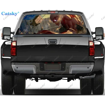 Наклейка на Заднее стекло грузовика Attack On Titan Графическая Наклейка на грузовик Из ПВХ Материала, Перфорированный Винил, Универсальная Наклейка