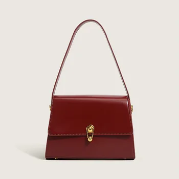 Новая модная красная свадебная сумка с замком, Однотонный квадратный тип 