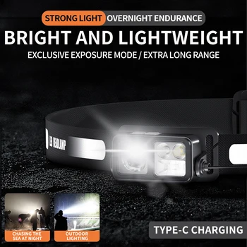 новый дизайн, высокая мощность освещения, лучший налобный фонарь для охоты, USB перезаряжаемые налобные фонари