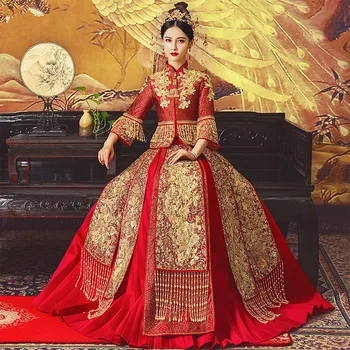 Новый Дизайн, Классическая Одежда Для Свадебной Пары с Вышивкой, Платье Чонсам, Изысканное Банкетное Стильное Элегантное Платье Невесты китайская одежда