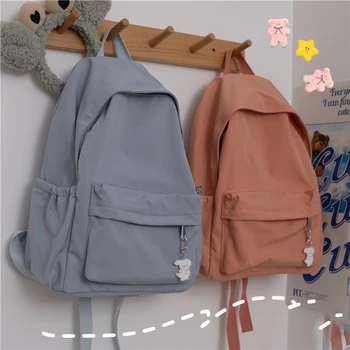 Однотонный корейский вариант Женского Рюкзака Harajuku Ulzzang, Школьный рюкзак для девочек, Большой емкости, Женский рюкзак для путешествий