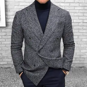 Популярный осенне-зимний пиджак с отложным воротником и пуговицами в британском стиле, пальто для офиса, мужской пиджак, мужской пиджак