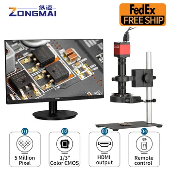 Промышленный Микроскоп ZONGMAI 1080P FULL HD 13-220X Continus Zoom C-Mount Объектив 5MP Цифровая камера Для Пайки печатных плат, Ремонта телефонов