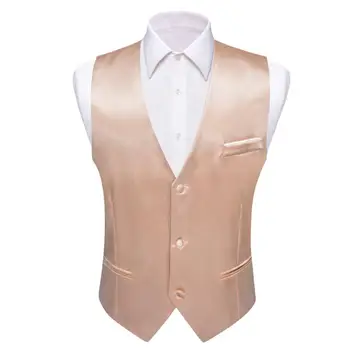 Роскошный жилет для мужчин, Шелковый атласный однотонный жилет Champain, мужская официальная свадебная деловая куртка без рукавов Barry Wang