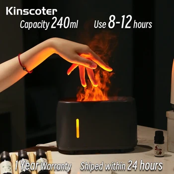 Роскошный Увлажнитель воздуха Kinscoter с пламенем, Ароматерапевтический диффузор эфирных масел с функцией таймера Для дома, отеля, офиса