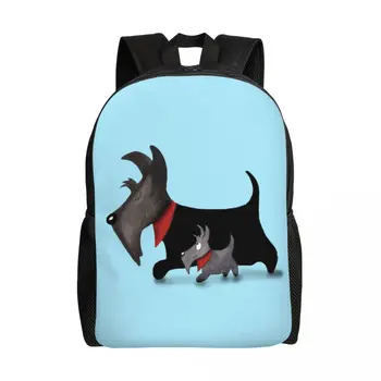 Рюкзак для ноутбука с мультяшными собаками Скотти, Мужская и Женская Базовая сумка для студентов колледжа, сумка для шотландского терьера