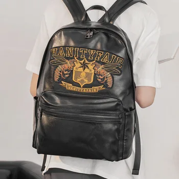 Рюкзак с вышивкой, мужские и женские рюкзаки роскошного дизайна из мягкой кожи, сумка для ноутбука большой емкости, мужской рюкзак, дорожная сумка Унисекс