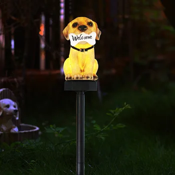 Светодиодный Солнечный Приветственный светильник для лужайки, Садовый светильник для собак, Наружный Водонепроницаемый солнечный ландшафтный светильник для украшения дорожки во дворе