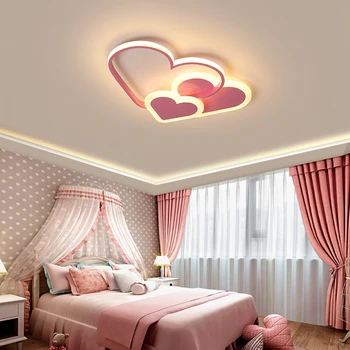 Современные розовые потолочные светильники Светодиодные потолочные светильники в форме сердца для детской комнаты для девочек, спальни, кабинета, милые потолочные светильники