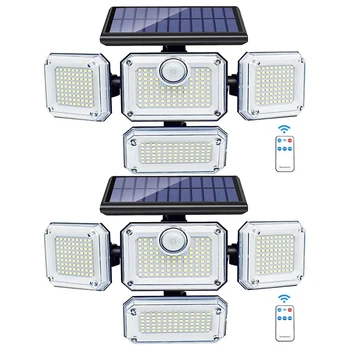 Солнечные фонари, наружный датчик движения, 333 светодиодных прожектора, наружные фонари безопасности на солнечных батареях с 2 пультами дистанционного управления