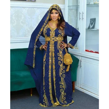 Темно-синее Королевское свадебное платье в этническом стиле Фараша Абайя Рамадан в Дубае, Марокко