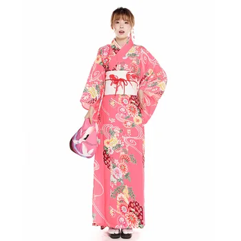 Традиционное японское Цветочное Кимоно с Оби, Женский Банный халат, Юката, Костюм для Косплея, Вечернее платье, Костюм Гейши для выступлений
