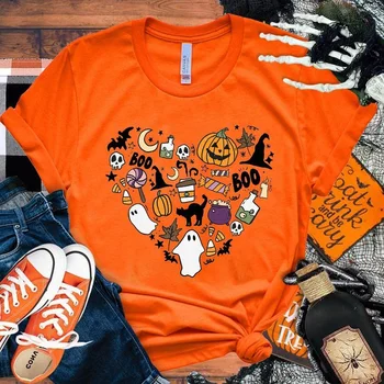 Футболка с изображением тыквы на Хэллоуин, Мужская женская футболка, одежда для косплея, Уличная футболка, топы больших размеров