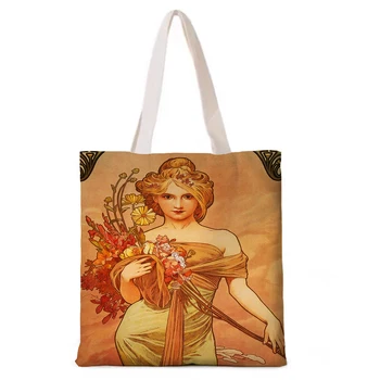 Холщовая сумка Классическая художественная картина маслом, сумочка с принтом, эполеты, сумка для покупок, школьная дорожная сумка