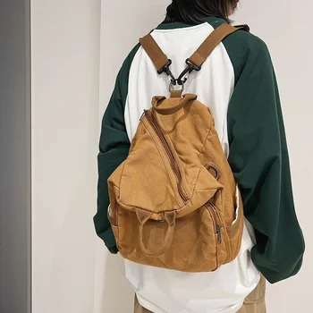 Японский холщовый рюкзак для ленивой стирки по фэн-шуй для мужчин и женщин, большая вместительная сумка-мессенджер на одно плечо, маленький рюкзак